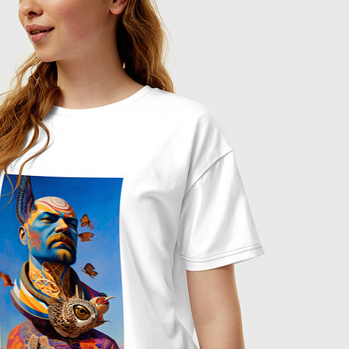 Женская футболка оверсайз Памятник Ленину - нейросеть - сюрреализм / Белый – фото 3