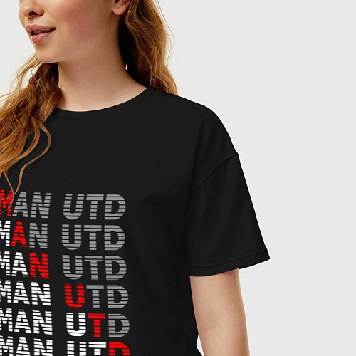 Женская футболка оверсайз ФК Манчестер Юнайтед / Черный – фото 3