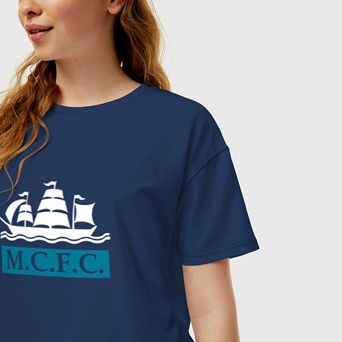 Женская футболка оверсайз Манчестер Сити корабль / Тёмно-синий – фото 3