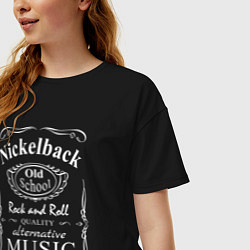 Футболка оверсайз женская Nickelback в стиле Jack Daniels, цвет: черный — фото 2