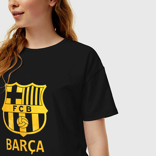 Женская футболка оверсайз Барселона золотой / Черный – фото 3