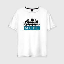 Футболка оверсайз женская ФК Манчестер Сити корабль, цвет: белый
