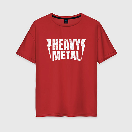 Женская футболка оверсайз Heavy metal надпись с молниями / Красный – фото 1