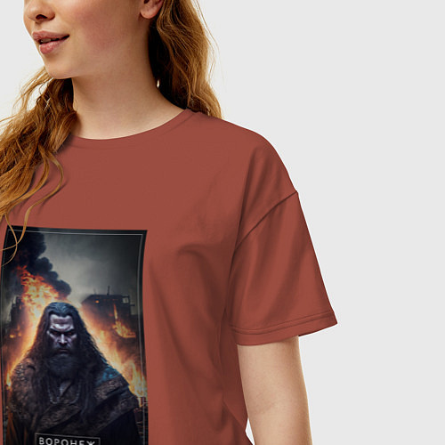 Женская футболка оверсайз Воронеж - персонаж / Кирпичный – фото 3