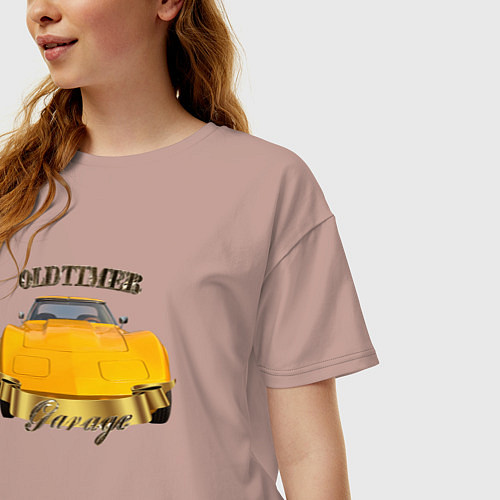 Женская футболка оверсайз Автомобиль маслкар Chevrolet Corvette Stingray / Пыльно-розовый – фото 3