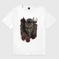 Футболка оверсайз женская Японский демон, цвет: белый