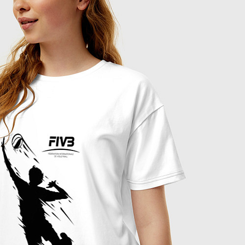 Женская футболка оверсайз FIVB - международная федерация волейбола / Белый – фото 3