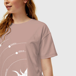Футболка оверсайз женская Солнце и планеты по орбитам, цвет: пыльно-розовый — фото 2