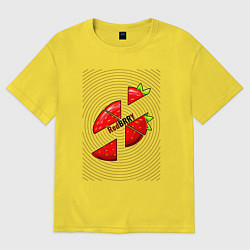 Футболка оверсайз женская Клубника по частям, цвет: желтый