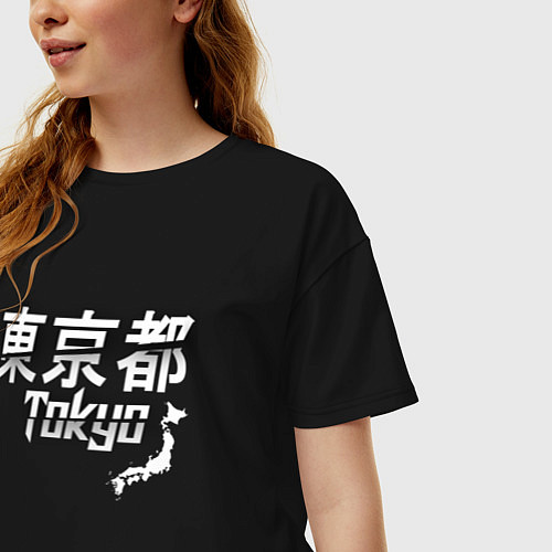 Женская футболка оверсайз Tokyo Japan / Черный – фото 3