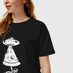 Футболка оверсайз женская Pizza space, цвет: черный — фото 2