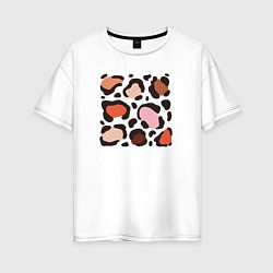 Футболка оверсайз женская Цветные леопардовые пятна, цвет: белый