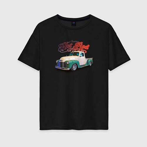 Женская футболка оверсайз Американский пикап Chevrolet Thriftmaster / Черный – фото 1