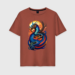 Футболка оверсайз женская Japanese dragon - irezumi, цвет: кирпичный