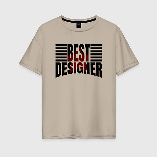 Женская футболка оверсайз Best designer и линии / Миндальный – фото 1