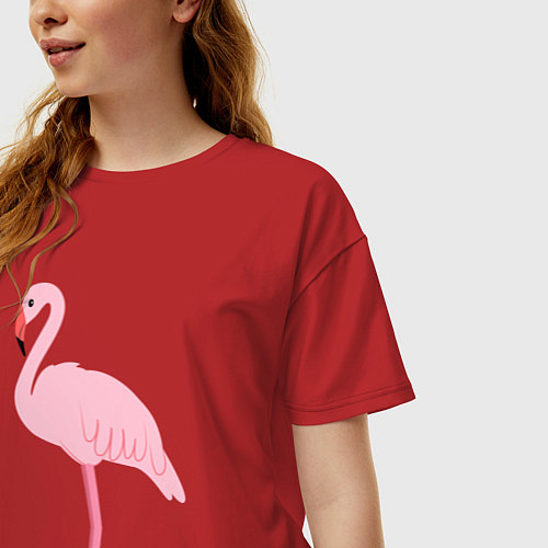 Женская футболка оверсайз Фламинго розовый / Красный – фото 3