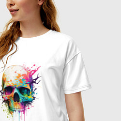 Футболка оверсайз женская Череп оптимиста, цвет: белый — фото 2