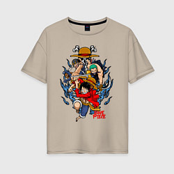 Футболка оверсайз женская One Piece run, цвет: миндальный