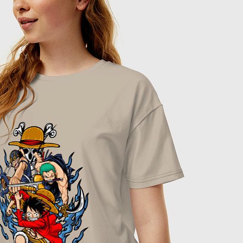 Женская футболка оверсайз One Piece run / Миндальный – фото 3