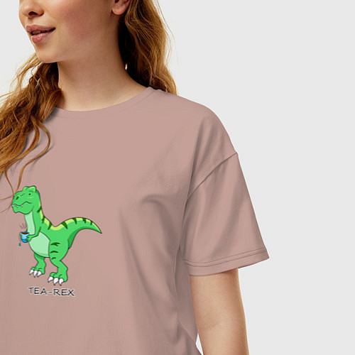Женская футболка оверсайз Динозавр Tea-Rex / Пыльно-розовый – фото 3
