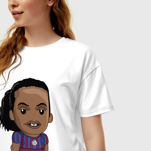 Женская футболка оверсайз Ronaldinho Barcelona / Белый – фото 3