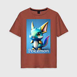 Футболка оверсайз женская Pokemon Vaporeon, цвет: кирпичный