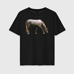 Футболка оверсайз женская Креольская лошадь, цвет: черный