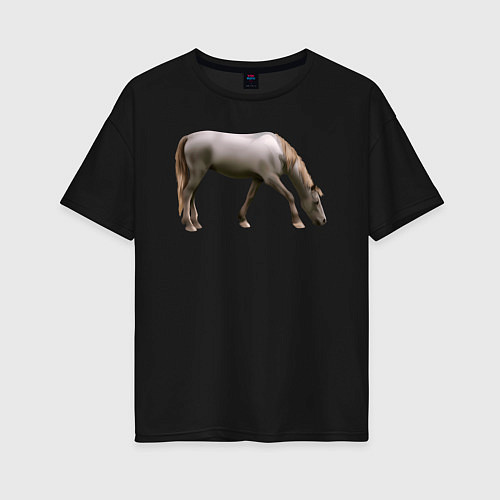 Женская футболка оверсайз Креольская лошадь / Черный – фото 1