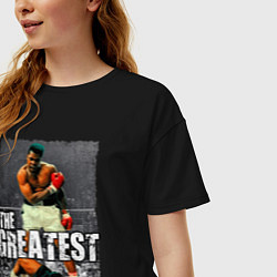 Футболка оверсайз женская Мухаммед Али великий, цвет: черный — фото 2