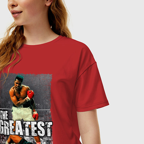 Женская футболка оверсайз Мухаммед Али великий / Красный – фото 3