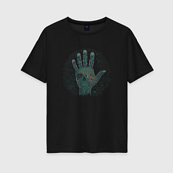 Футболка оверсайз женская Hand- skull, цвет: черный