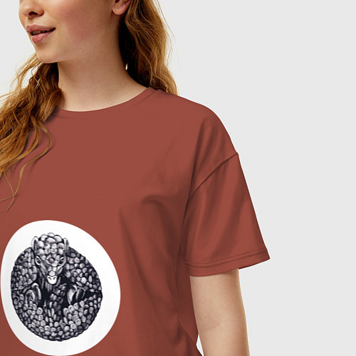 Женская футболка оверсайз Тоже няшка / Кирпичный – фото 3