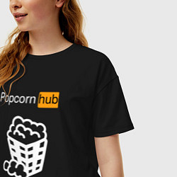 Футболка оверсайз женская Popocorn hub, цвет: черный — фото 2