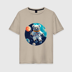 Футболка оверсайз женская Космическая коала, цвет: миндальный