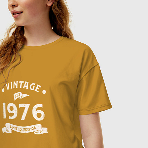 Женская футболка оверсайз Винтаж 1976 ограниченный выпуск / Горчичный – фото 3
