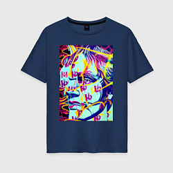 Футболка оверсайз женская Andy Warhol - pop art - self-portrait, цвет: тёмно-синий