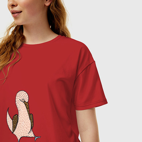 Женская футболка оверсайз Голубоногая олуша / Красный – фото 3