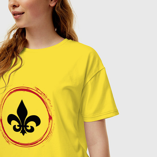 Женская футболка оверсайз Символ Saints Row и красная краска вокруг / Желтый – фото 3