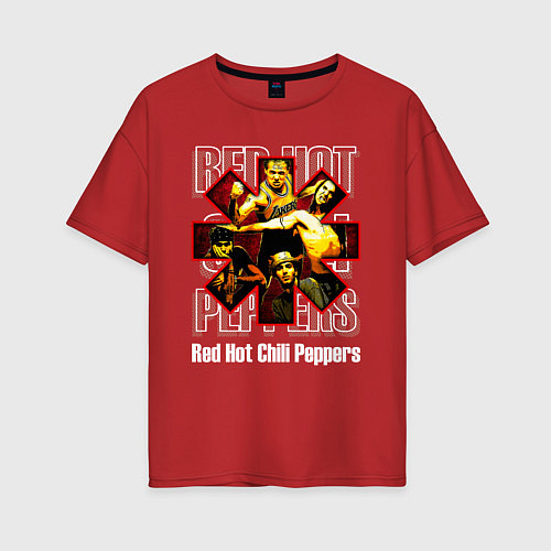 Женская футболка оверсайз RHCP rock / Красный – фото 1