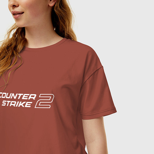 Женская футболка оверсайз Counter Strike 2 / Кирпичный – фото 3