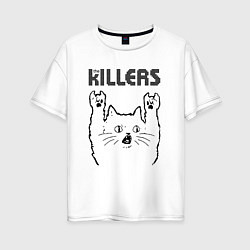 Футболка оверсайз женская The Killers - rock cat, цвет: белый