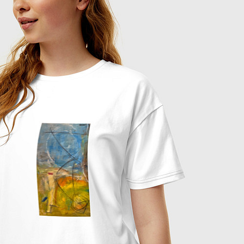 Женская футболка оверсайз Фуенте скай / Белый – фото 3