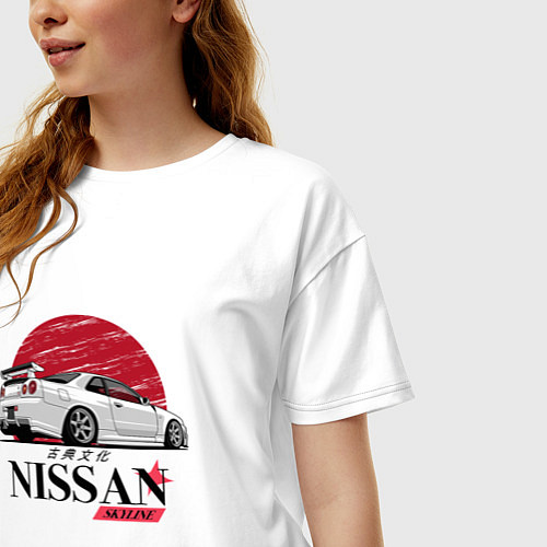 Женская футболка оверсайз Nissan Skyline japan / Белый – фото 3