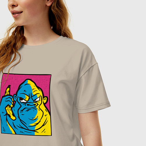 Женская футболка оверсайз Горилла с бананом / Миндальный – фото 3