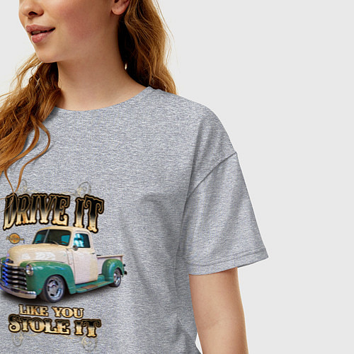 Женская футболка оверсайз Классический пикап Chevrolet Thriftmaster / Меланж – фото 3