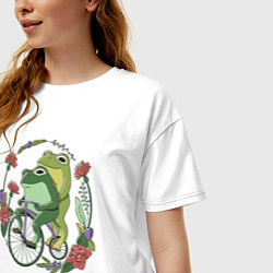 Футболка оверсайз женская Лягушки на велосипеде, цвет: белый — фото 2