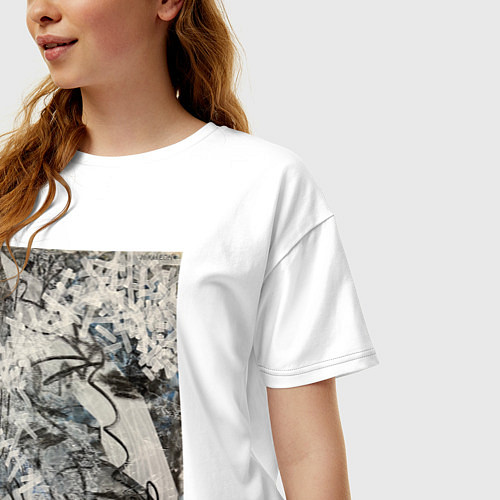 Женская футболка оверсайз Абстракция небо / Белый – фото 3