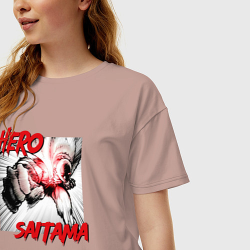Женская футболка оверсайз Герой Сайтама / Пыльно-розовый – фото 3