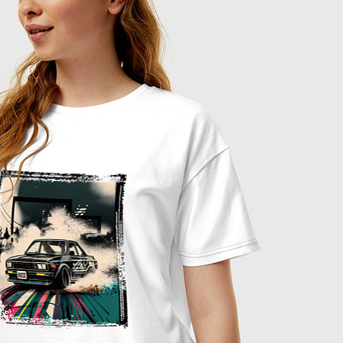 Женская футболка оверсайз JDM дрифт / Белый – фото 3