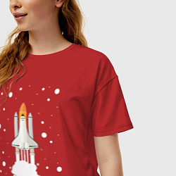 Футболка оверсайз женская Космический шаттл, цвет: красный — фото 2